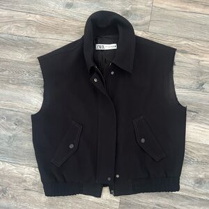 Zara oversized cut off sleeve jacket vest size small